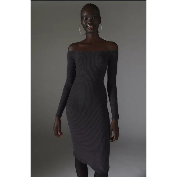 Urban outfitters Silence + Noise Womens Midi Dress Gray S Cosy Off Shoulder - Picture 6 of 15